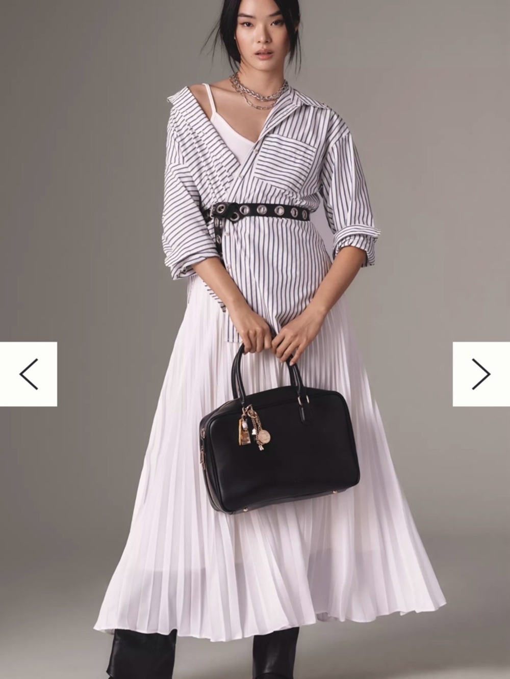 Anthropologie NWOT Light Pink Pleated Maxi Dress with Collared Shirt -Sz XXS